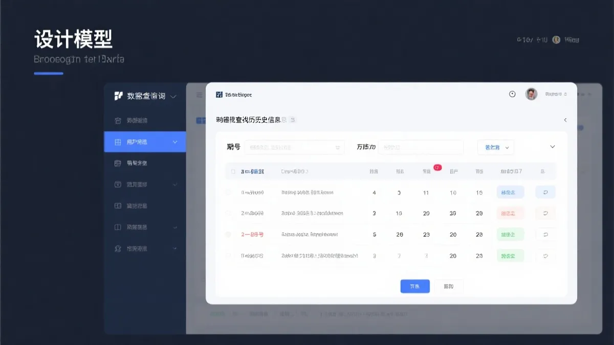 一个数据查询界面的设计模型，用户可以通过筛选日期和期号来查找历史信息，界面清晰易用。